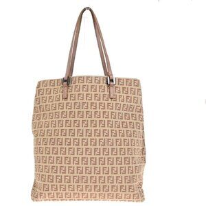 FENDI Logo Zucca Zucchino Pattern Hand Bag Canvas Leather Pink Italy 35EF744